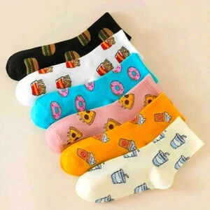 Hamburger food theme sock pack crew cut women's cute accessories pizza fries